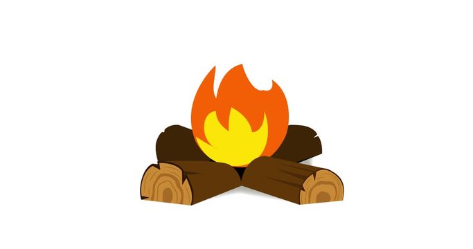 Wood fire Emoji, icon animation on white background