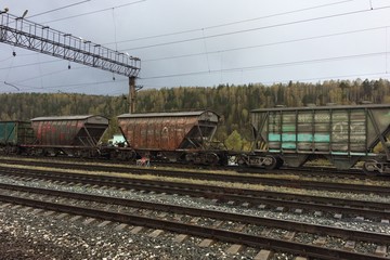 Fototapeta na wymiar transport train wagons standing on a railway
