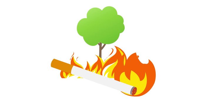 Emoji of a cigarette that burns in nature, icon animation on a white background