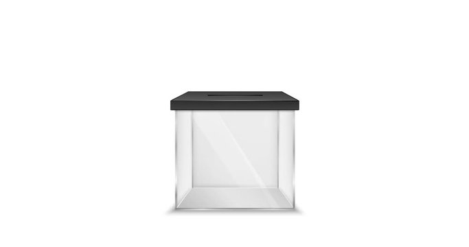 Creative video of an election ballot box. voting paper in the transparent ballot box.