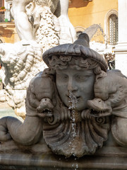 Architectural details of Fontana del Moro or Moro Fountain. Rome. Italy