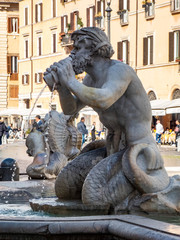 Fototapeta na wymiar Architectural details of Fontana del Moro or Moro Fountain. Rome. Italy