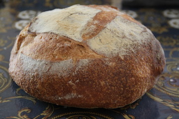 Big round traditional french loaf of bread