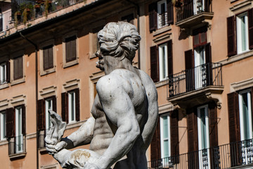Obraz premium Architectural details of Fontana del Moro or Moro Fountain. Rome. Italy
