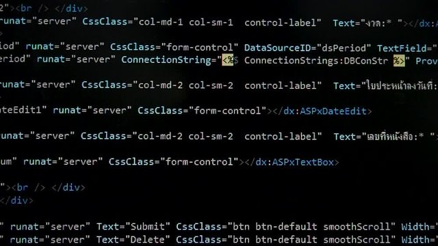 Web, application and software developement. Programming code on a monitor.