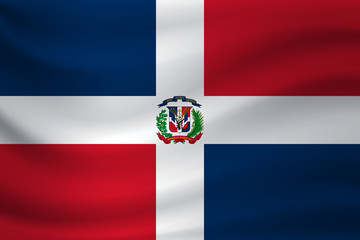 Waving flag of Dominican Republic. Vector illustration