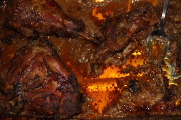 Obraz na płótnie Canvas Crispy roasted turkey meat barbecue