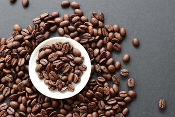 Colombian coffee beans, displayed in containers