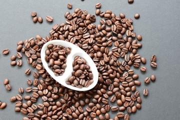 Colombian coffee beans, displayed in containers