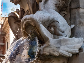 Fototapeta na wymiar View of Rome, Italy. Detail of Pantheon Fountain