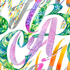 Seamless watercolor latin capital letters