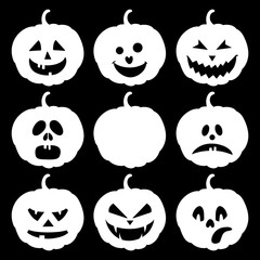 Halloween set of isolated pumpkins. Vector illustration