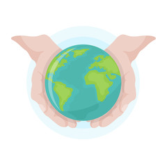 Open hands holding mother Earth