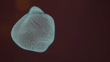 3d render view of fertilized ova through lab microscope, contracting and deforming over dark red background.