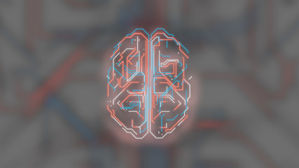 3d render of high-functioning brain processing information over light digital background.