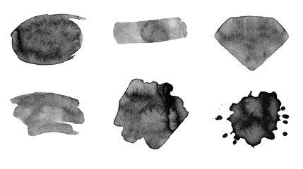 Beautiful set of 6 black ink brushes for painting