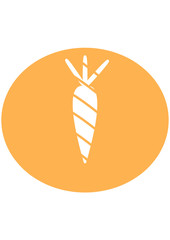 Carrot Icon. Illustration on the theme of vegetables. Nutrition on a diet. Keto diet. Interval fasting. Farm products. Healthy breakfast.