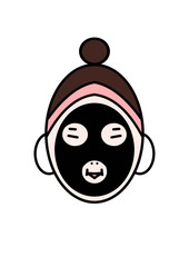  Girl's face in a cosmetic mask. Illustration on the topic of self-care. Beauty procedures. The natural beauty of the girl.
