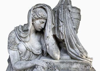 Obraz premium Woman crying at the cemetery for her son