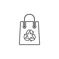 Recycling bag line icon on white. Vector