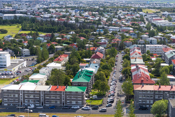 Reykjavik City Bird View Of Colorful Houses.