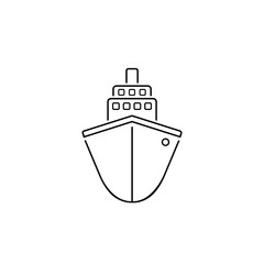 Ship line icon flat. Black pictogram on grey background. Vector illustration
