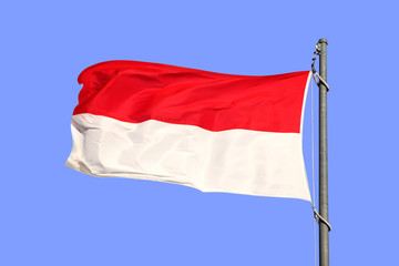 silk national flag of the modern state of Monaco, Nuremberg, Indonesia with beautiful folds waving in the wind, concept of tourism, travel, emigration, global business