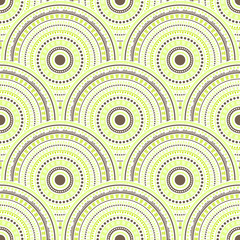 Ethnic circle shapes seamless geometric pattern.