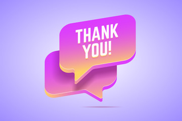 Speech bubble that says thank you. Vector illustration in modern gradient style.