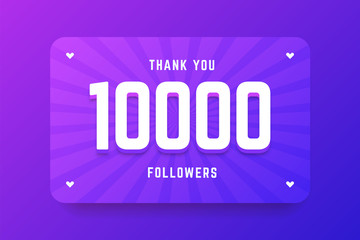 10000 followers illustration in gradient violet style. Vector illustration for celebrating number of followers and subscribers.