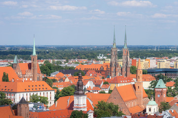 Fototapeta na wymiar Wroclaw In Poland panoramic Top View of the city