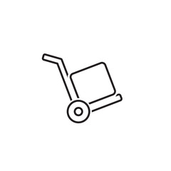 Vector line icon cart with box on white. handcart icon