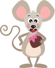 Greedy mouse eating a bonbon