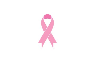 pink ribbon, breast cancer awareness symbol, isolated on white, vector icon illustration