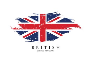 United Kingdom flag in grunge style. Brush stroke British flag. vector illustration