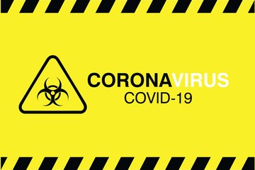 Warning corona virus sign on banner, Corona virus danger and public health risk disease and flu outbreak. Pandemic medical concept with dangerous cells.Vector illustration