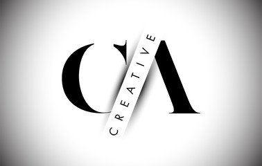 CA C A Letter Logo with Creative Shadow Cut and Overlayered Text Design.