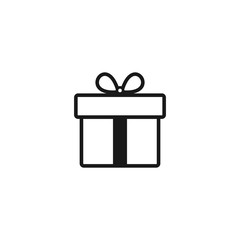 Gift box icon in line style isolated on white. vector illustration