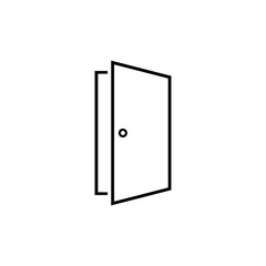 Door vector line icon on white in modern flat