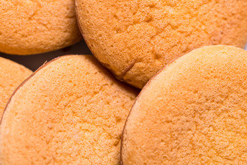 Set of rouns biscuits, textured background, close up