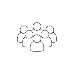 Line icon of people in black color on white background isolated. Group of people ideal for business, startup, web. Black people on white background.Group of people