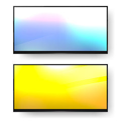 TV screen, plasma panels or TV monitor with a bright image on a white background