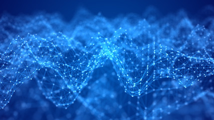 Blue digital background. Network connection structure on blue background. 3D rendering.