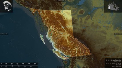 British Columbia, Canada - composition. Relief