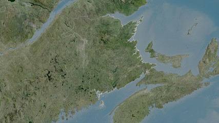 New Brunswick, Canada - outlined. Satellite