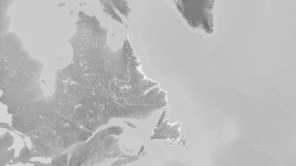 Newfoundland and Labrador, Canada - outlined. Grayscale