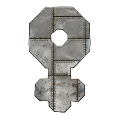 Industrial metal symbol female on white background 3d