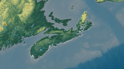 Nova Scotia, Canada - outlined. Relief