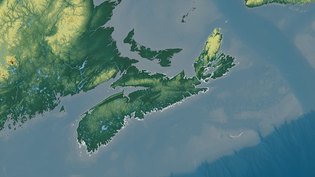 Nova Scotia, Canada - outlined. Relief