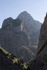 Fototapeta na wymiar Cares gorges, Principality of Asturias/Spain; Aug. 05, 2015. This gorge, with its narrow passes and gullies, is right in the heart of the Picos de Europa Mountains. The area’s stunning landscape affor